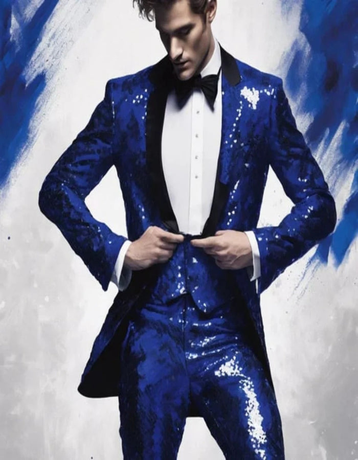 Mens Sequin Suit - Red Tuxedo - Party Suits - Stage Suit