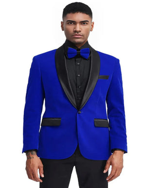 Blue Wedding Tuxedo - Men's Slim Fit Shawl Lapel Velvet Wedding & Prom Royal Blue Tuxedo Jacket