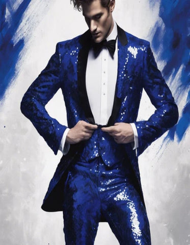 Mens Sequin Suit - Sparkly Suit - Royal Blue Glitter Suit - Men's Tuxedo USA