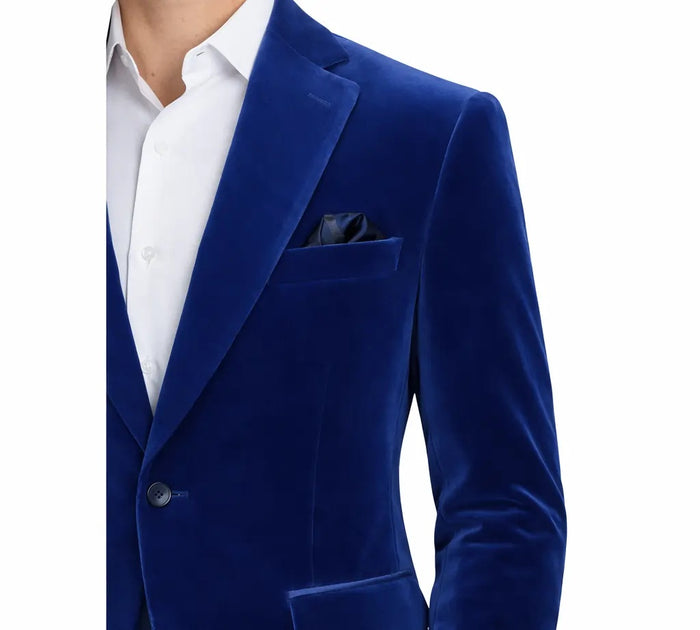 Men’s Royal Blue Velvet Sport Coat – Royal Blue Luxury Party Blazer