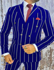 Mens Double Breasted Gangster Pinstripe Six Button Suit in Black - Men's Tuxedo USA