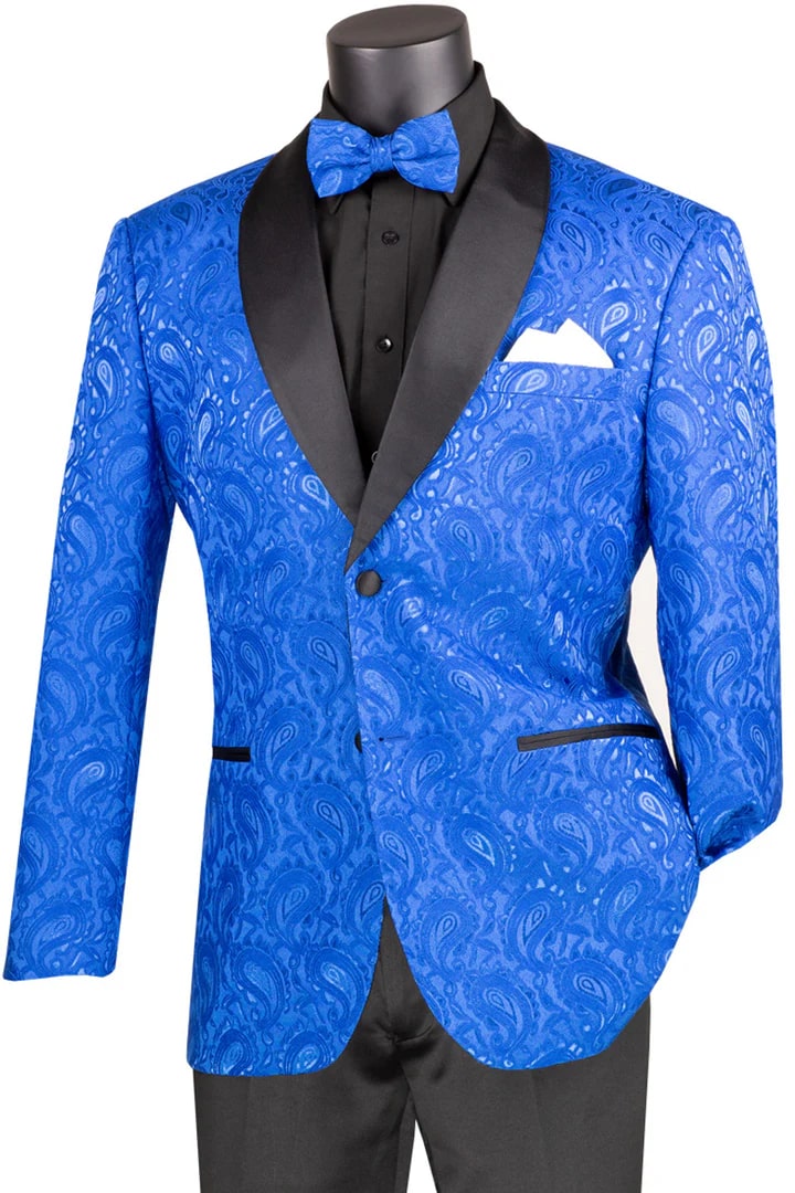 Mens Royal Blue Tuxedo - Mens Paisley Jacquard Prom Royal Tuxedo - Men's Tuxedo USA