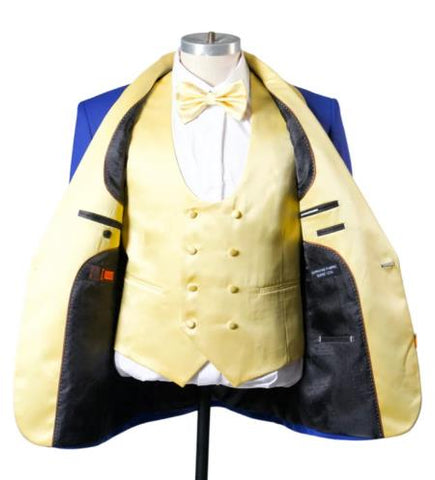 Blue Prom Suit For Men - Blue Homecoming Tuxedo  With Vest Royal