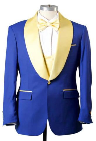 Blue Prom Suit For Men - Blue Homecoming Tuxedo  With Vest Royal