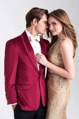 Velvet Blazer - Mens Blazer - Dinner Jacket "Venice" Ruby Red Velvet Dinner Jacket - Separates