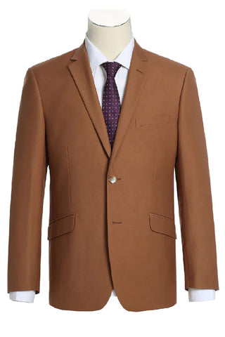 Mens Basic Two Button Slim Fit Suit in Rust
