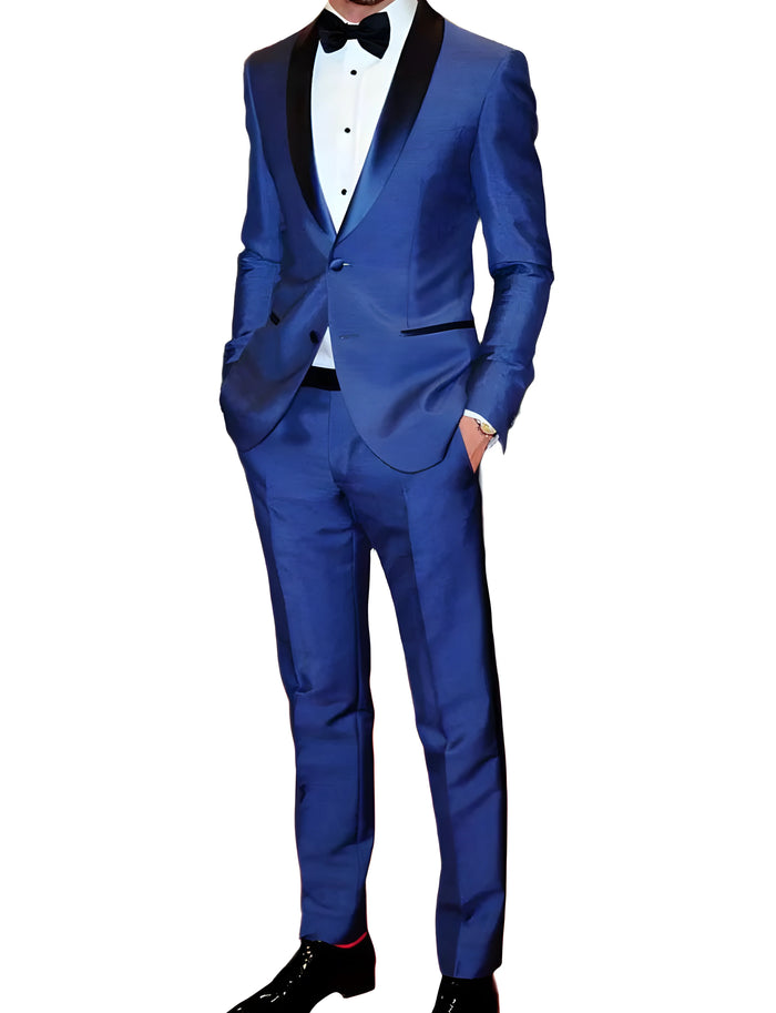 Men’s Ryan Gosling Style Blue Tuxedo – Slim Fit Formal Evening Suit