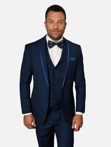Statement Men's Sapphire  Vested 100% Wool Tuxedo