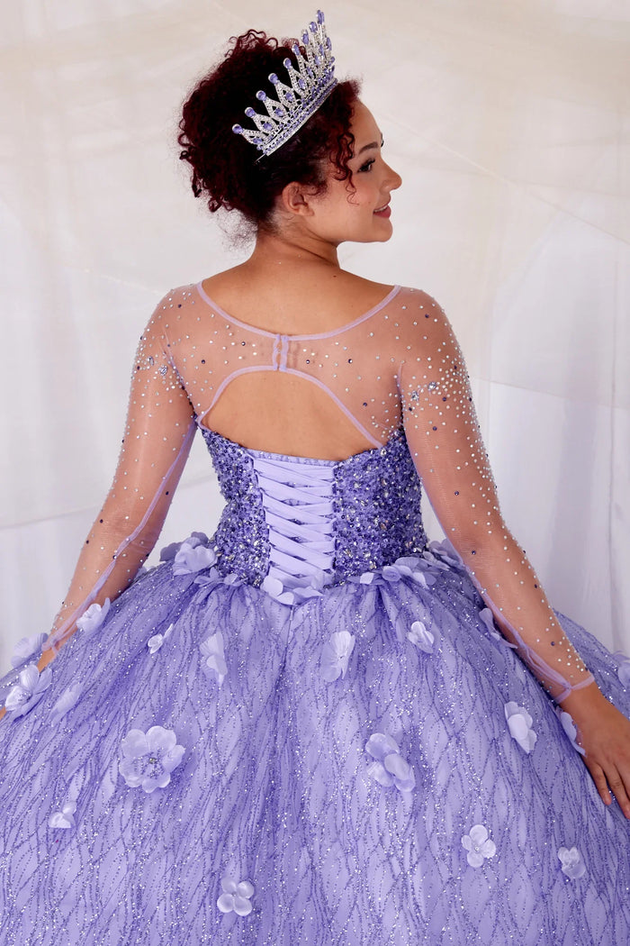 3D Floral Long Sleeve Ball Gown by Calla SCL30002