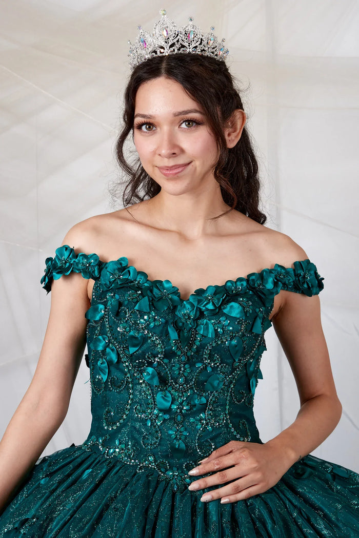 3D Floral Off Shoulder Cape Ball Gown by Calla SCL-30001