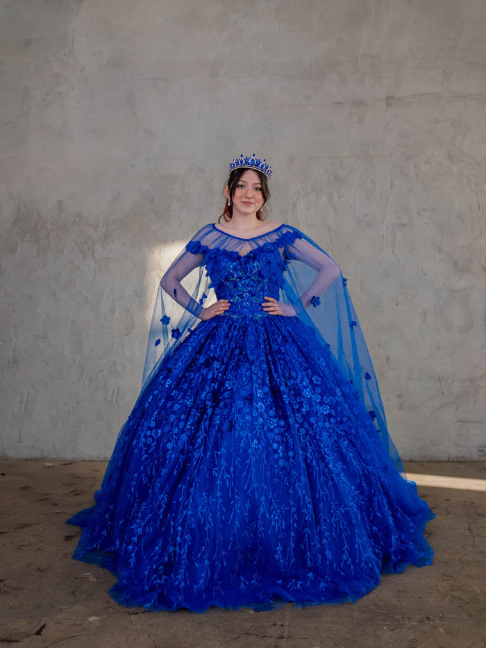 3D Floral Off Shoulder Cape Ball Gown by Calla SCL-30001