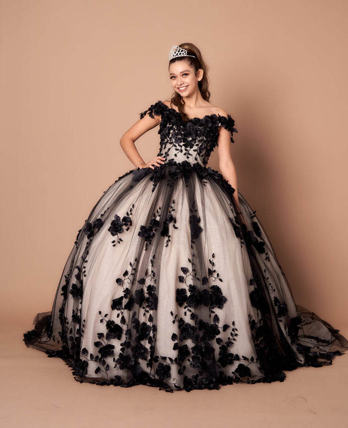 3D Floral Quinceanera Dress Off Shoulder Ball Gown by Calla SCL30005