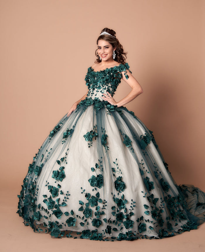 3D Floral Quinceanera Dress Off Shoulder Ball Gown by Calla SCL30005
