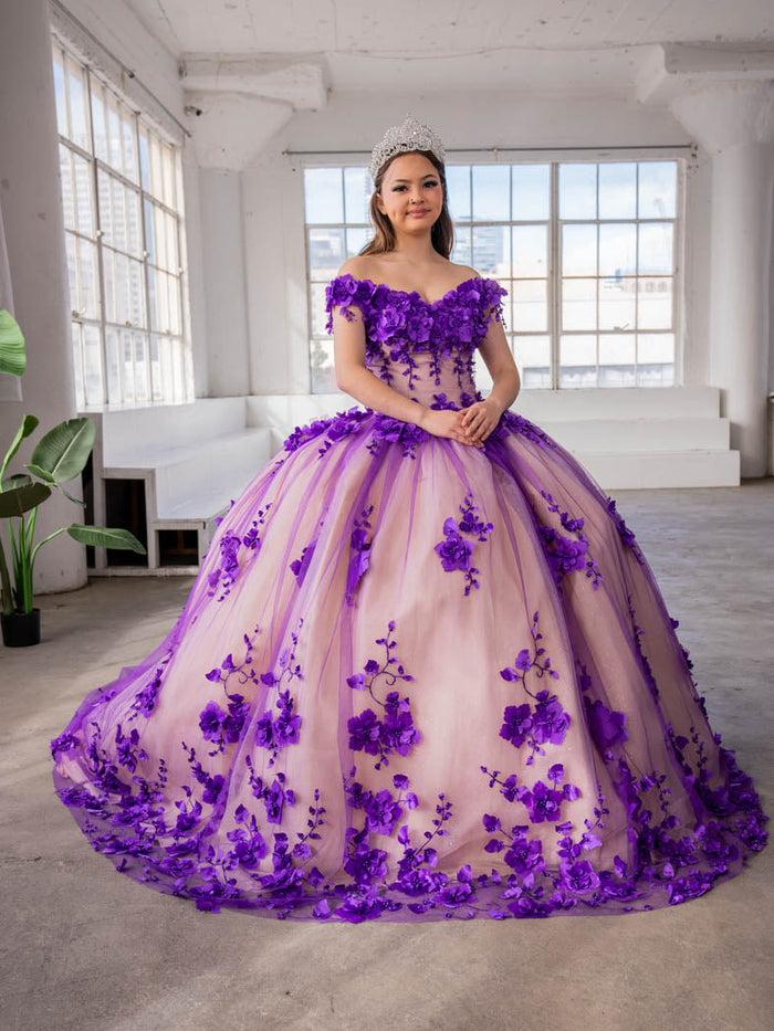 3D Floral Quinceanera Dress Off Shoulder Ball Gown by Calla SCL30005