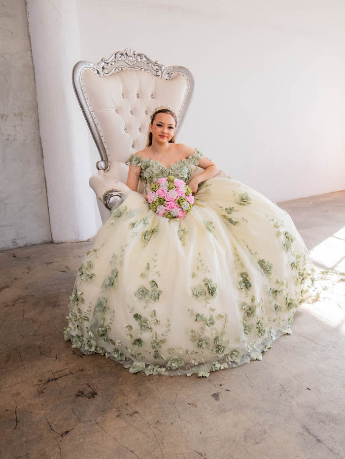 3D Floral Quinceanera Dress Off Shoulder Ball Gown by Calla SCL30005