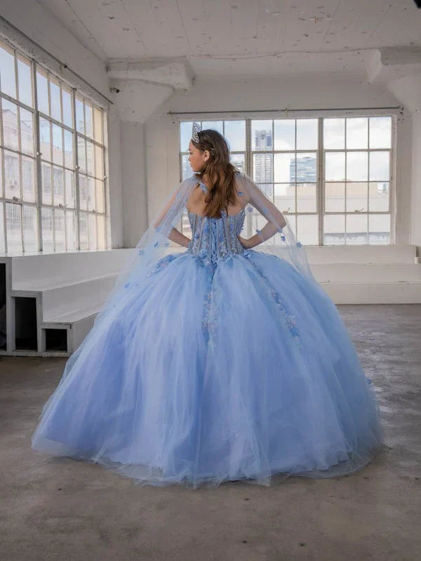 Calla SCL-30006 Sleeveless Quince Dress Detachable Cape Sleeve Ball Gown