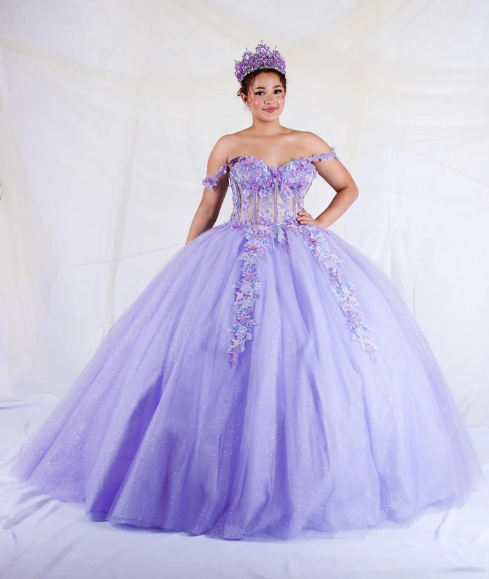 Calla SCL-30006 Sleeveless Quince Dress Detachable Cape Sleeve Ball Gown