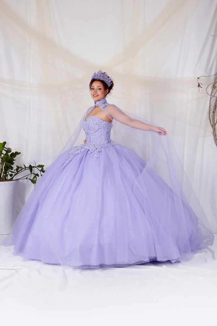Removable Off the Shoulder Quinceanera Dress Embroidered Cape Ball Gown by Calla SCL-30010