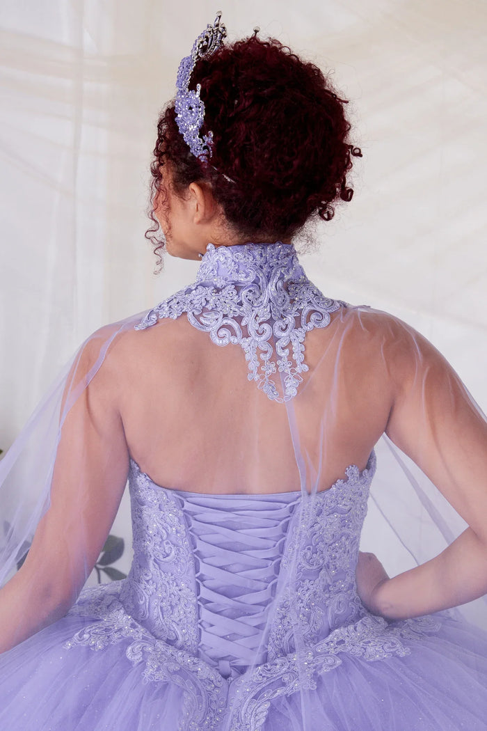 Removable Off the Shoulder Quinceanera Dress Embroidered Cape Ball Gown by Calla SCL-30010