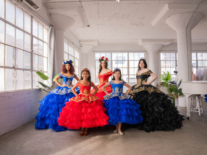 Ruffled Charro Quinceanera Dress Off Shoulder Ball Gown by Calla SCL-30013