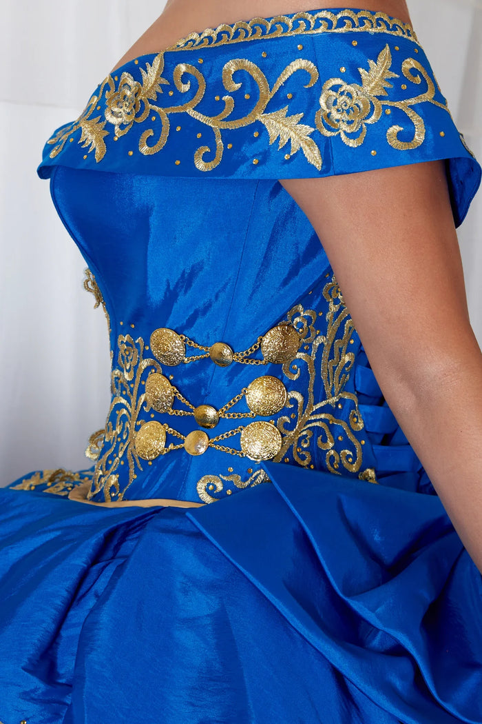 Ruffled Charro Quinceanera Dress Off Shoulder Ball Gown by Calla SCL-30013