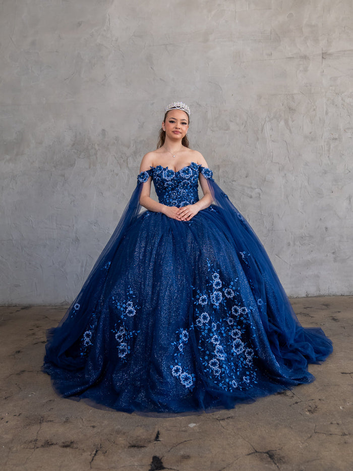 Off-Shoulder Quinceanera Dress Cape Sleeve Ball Gown by Calla SCL30014