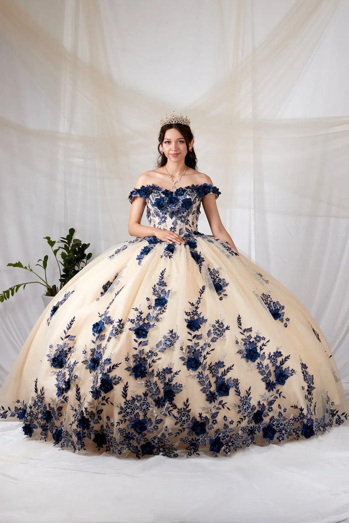 3D Floral Quinceanera Dress Off-Shoulder Ball Gown by Calla SCL-30036