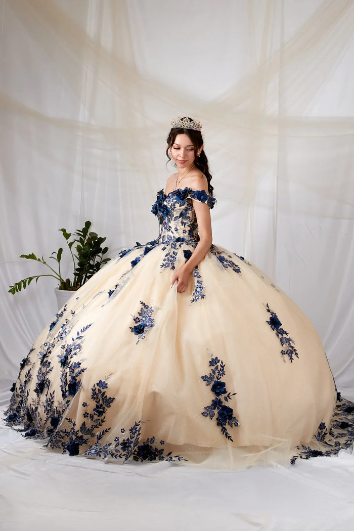3D Floral Quinceanera Dress Off-Shoulder Ball Gown by Calla SCL-30036