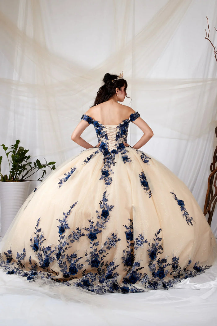 3D Floral Quinceanera Dress Off-Shoulder Ball Gown by Calla SCL-30036