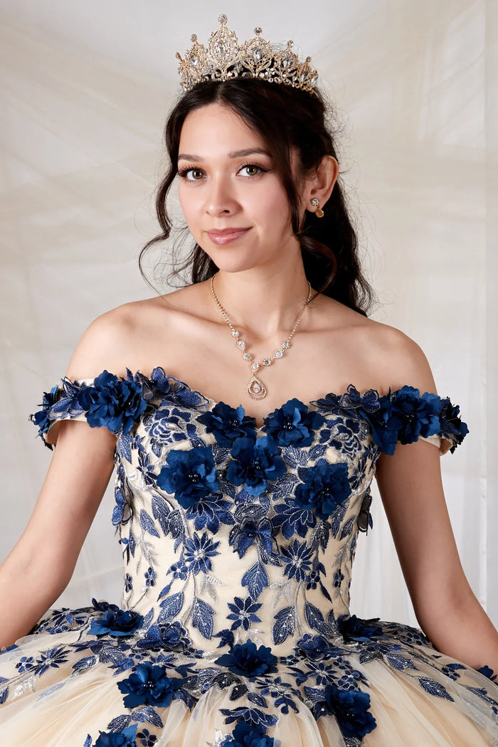 3D Floral Quinceanera Dress Off-Shoulder Ball Gown by Calla SCL-30036