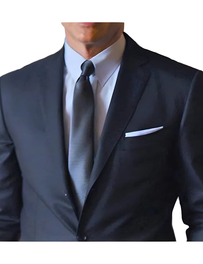 SF Men’s Navy Blue Herringbone Pattern Suit – Modern Fit Formal Dress Suit