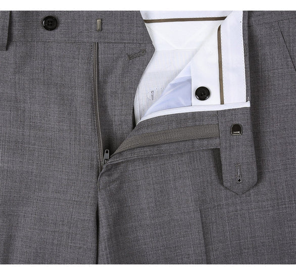 Renoir Clothing - Renoir Suit - Renoir Fashion - Super 140s Wool Two Button Slim Fit Dark Grey Renoir Suit