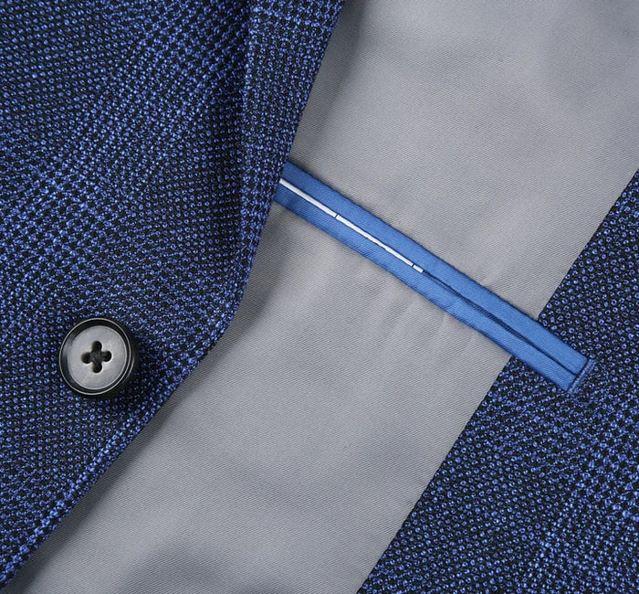 Saco vaquero - Western Sport Coat - Western Blazer- Mens Two Button Classic Fit Sport Coat Blazer In Navy Blue Windowpane Plaid