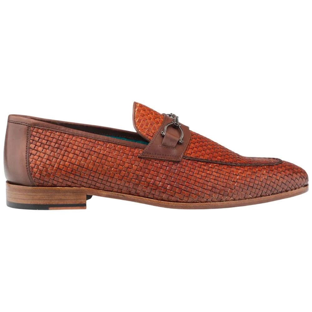 Mezlan Men's Salva Hand-Woven Bit Loafers ƒ?? Cognac & Brown Leather Slip-Ons