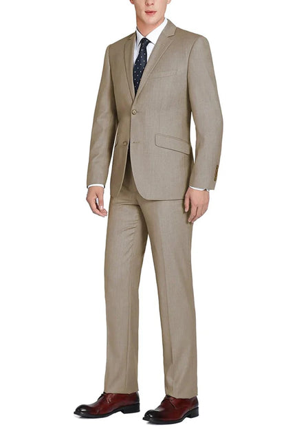 Mens Taupe Classic Fit 2-Button Suit with Optional Vest