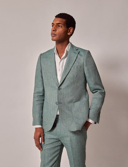 Mens Linen Suit For Beach Wedding - Summer  Suit in Sea Green - Men's Tuxedo USA