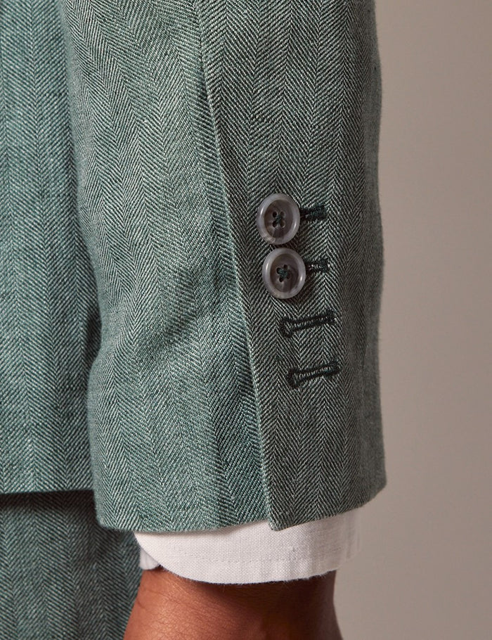 Mens Linen Suit For Beach Wedding - Summer  Suit in Sea Green - Men's Tuxedo USA