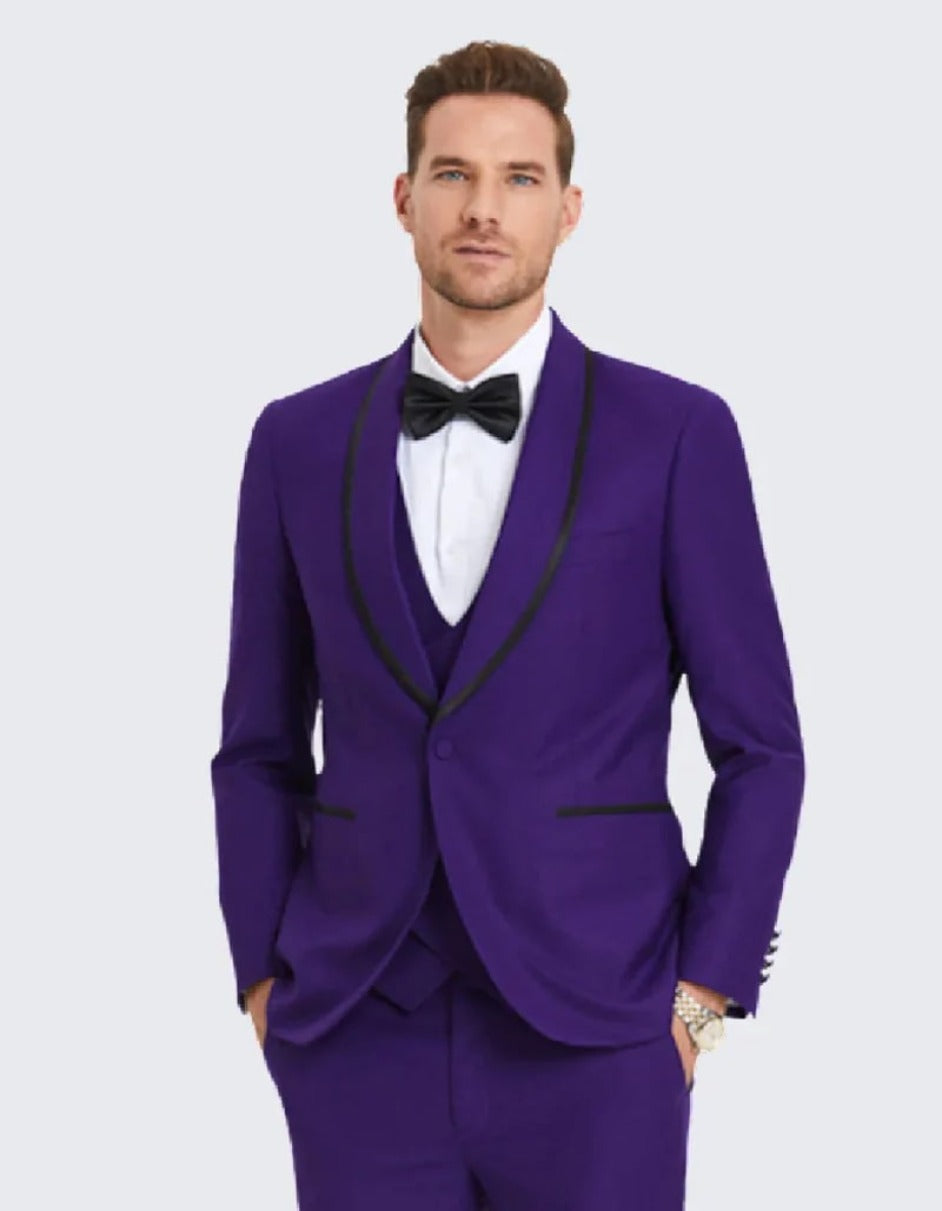 Men's Purple Vested Tuxedo Suit for Men