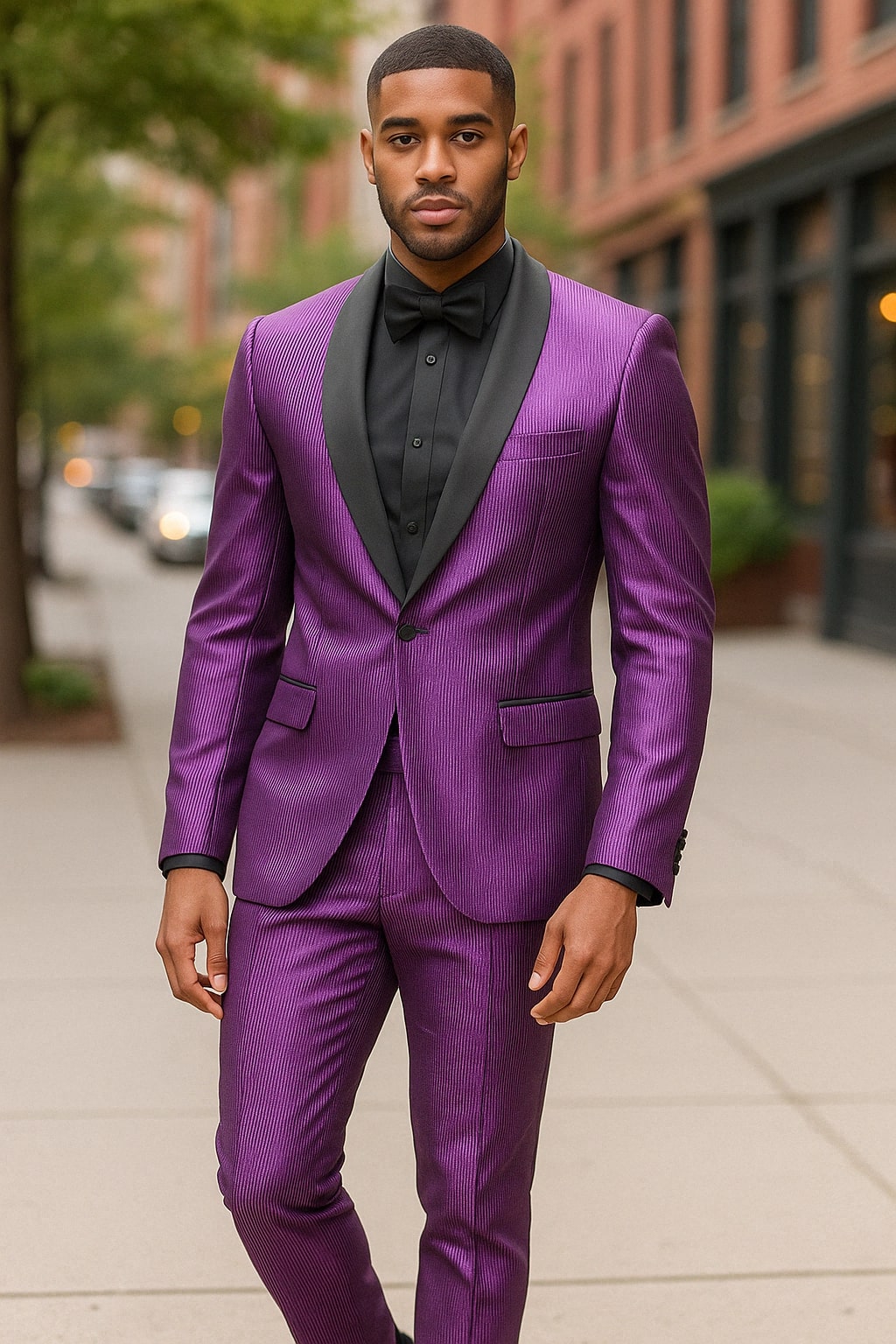 Mens Shiny Purple Tuxedo Jacket with Black Satin Shawl Lapel  Formal Party Blazer for Prom and Weddings