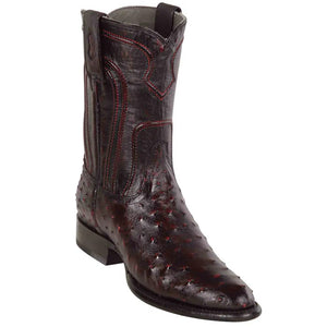 Los Altos Boots - Mens Dress Cowboy Boot - Low Priced Black Cherry Roper Ostrich Western Boots- in Black Cherry