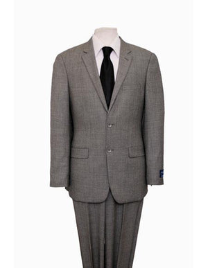 Designer Affordable Inexpensive Men's Birdseye Black & White Classic Suit Flat Front Pant