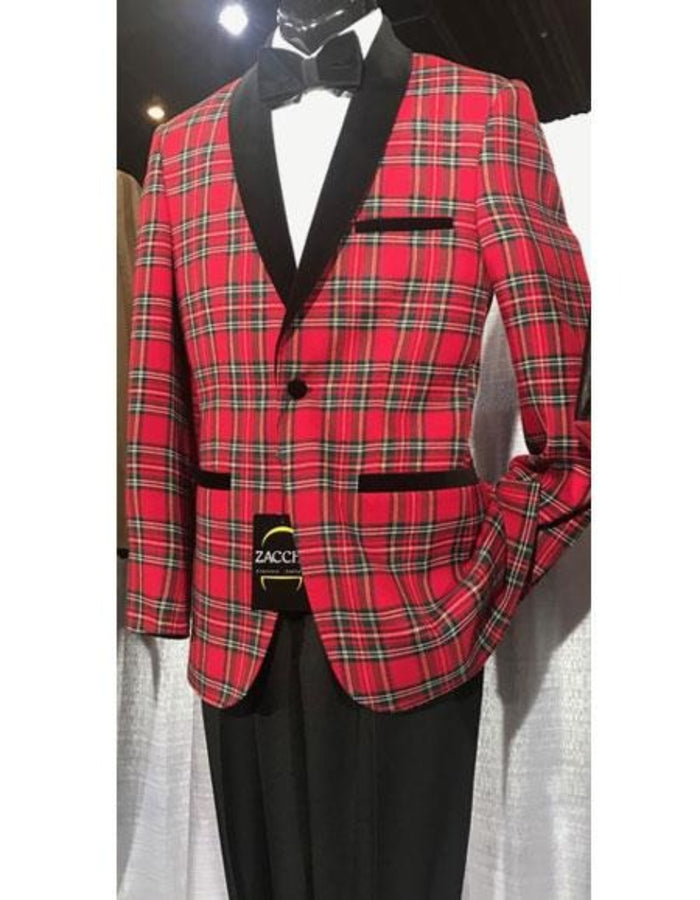 Men's Red Flap Besom Pocket Designer Fashion Dress Casual Blazer