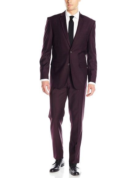 Men’s Eggplant Purple 100% Wool 2-Piece Suit – Business, Wedding and Formal Suit