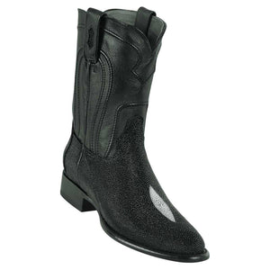 Los Altos Menƒ??s Genuine Single Stone Sting Ray Black Roper Toe Boots