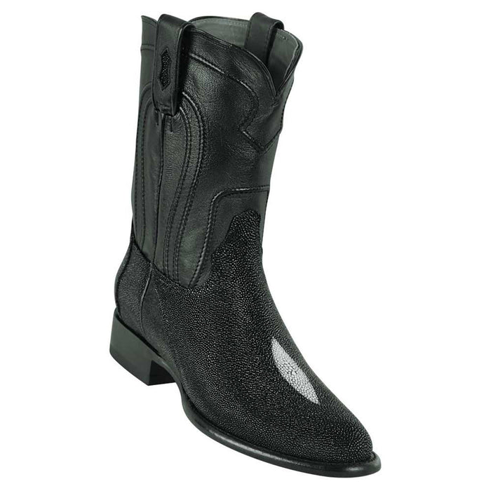 Los Altos Menƒ??s Genuine Single Stone Sting Ray Black Roper Toe Boots