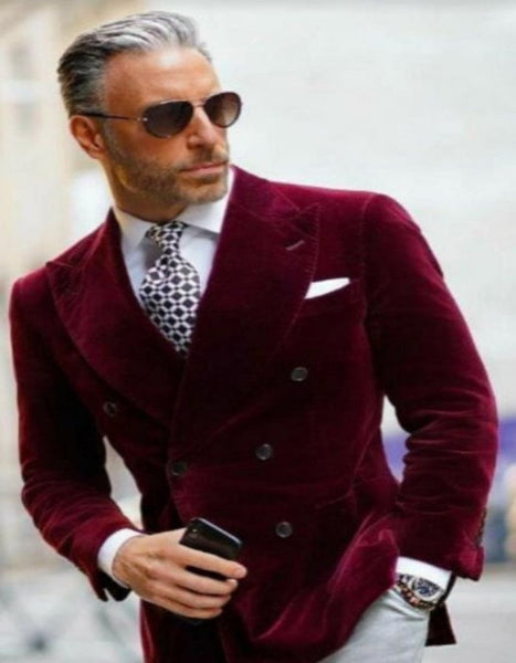 Men's 2 Button Velvet Men's Wholesale Blazer  Navy main image 0