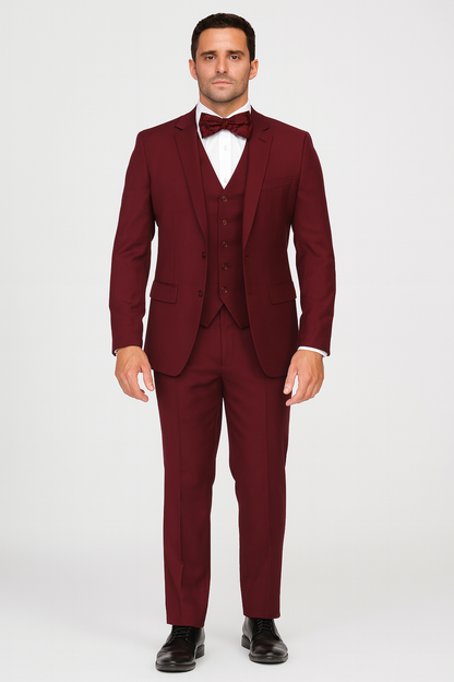 Extra Slim Fit Suit Mens Slim Fit Suit - Fitted Suit - Skinny Suit Burgundy Tapered Fitted European Cut Suit