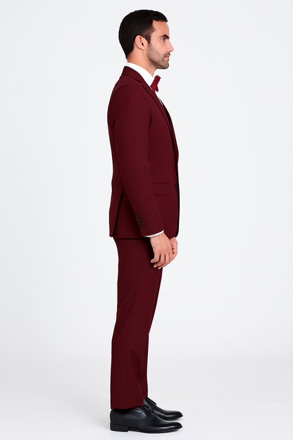 Extra Slim Fit Suit Mens Slim Fit Suit - Fitted Suit - Skinny Suit Burgundy Tapered Fitted European Cut Suit