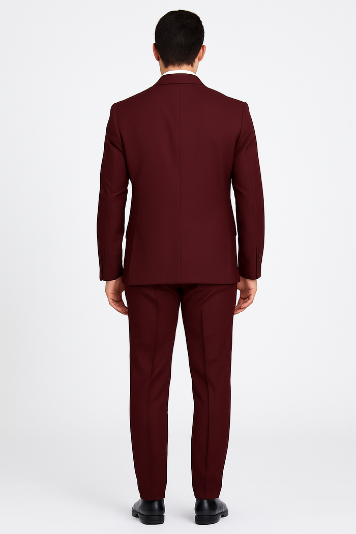 Extra Slim Fit Suit Mens Slim Fit Suit - Fitted Suit - Skinny Suit Burgundy Tapered Fitted European Cut Suit