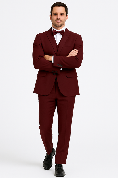 Extra Slim Fit Suit Mens Slim Fit Suit - Fitted Suit - Skinny Suit Burgundy Tapered Fitted European Cut Suit